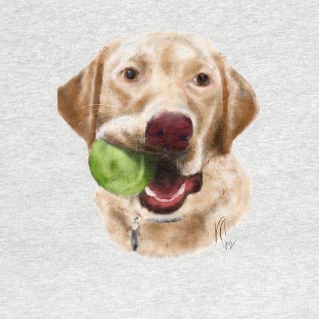 Yellow Lab With a Green Ball by LITDigitalArt